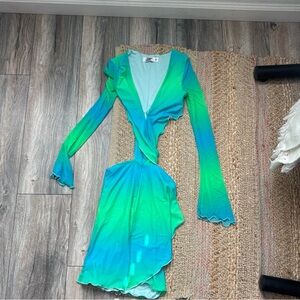 Tiger Mist (S) TigerMist Sunnie cut out dress in green / blue. Gradient Dress
